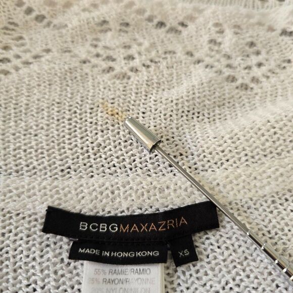 BCBGMaxazria Long Sleeve Sweater Wrap White Open Front Knit Cover Up Sz XS - Picture 12 of 12